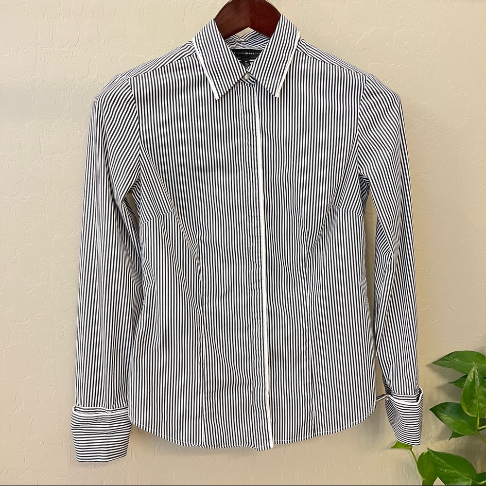 WHBM Pin Striped Tailored Blouse